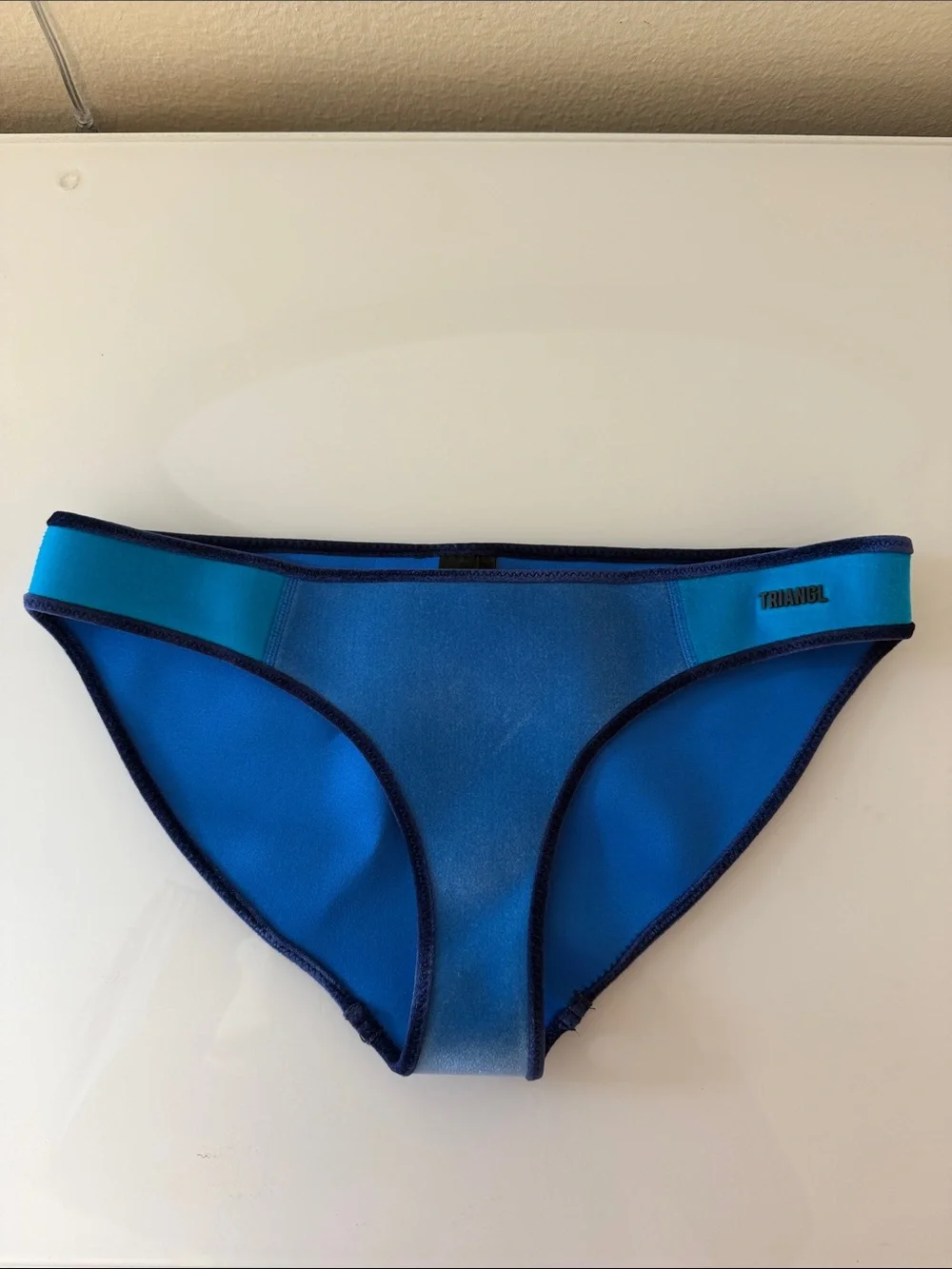 triangl swimwear Blue & Teal Colorblock Velvet Bikini Set Size S